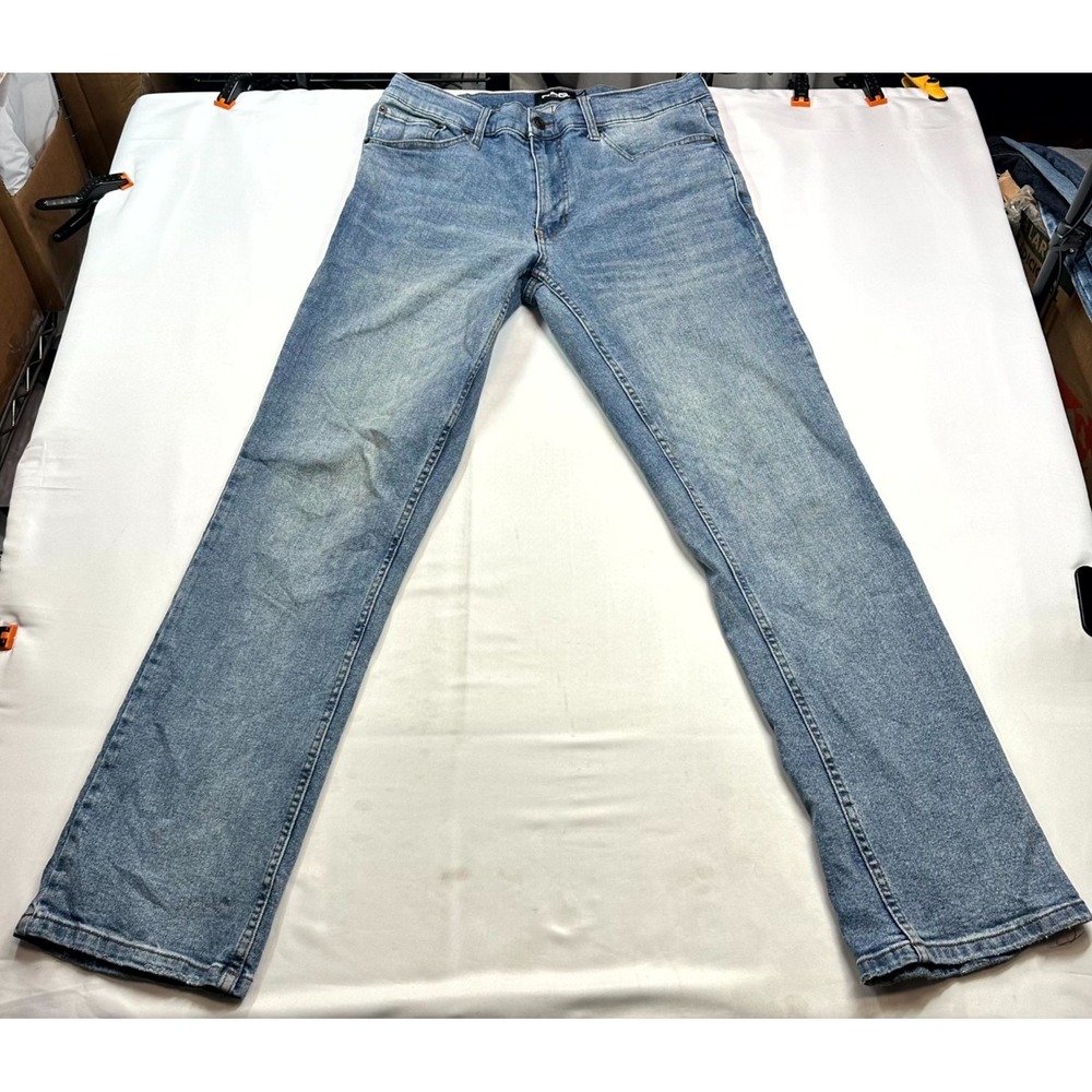 RSQ‎ Straight Jeans Mens Size 32x32 Blue Denim Stretch Cotton Blend 5-Pocket